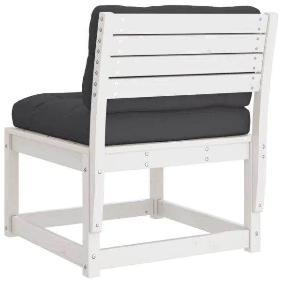 2 db fehér tömör fenyőfa kerti kanapé párnával