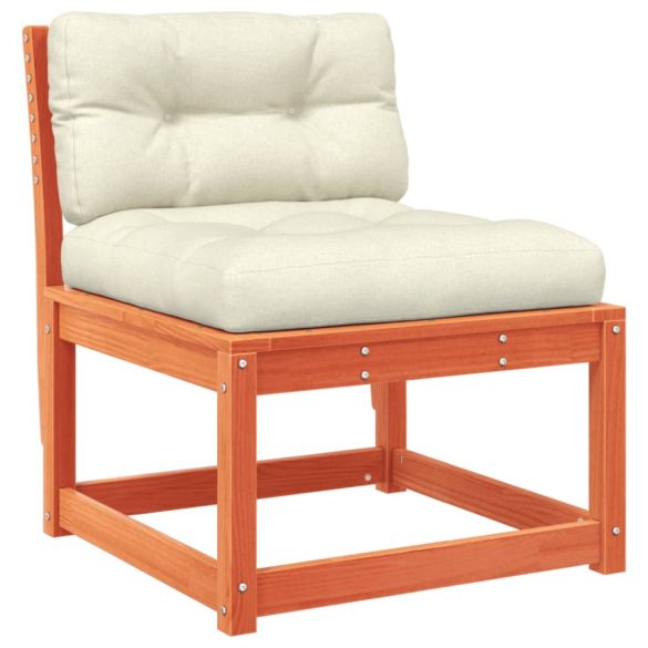 2 db viaszbarna tömör fenyőfa kerti kanapé párnával