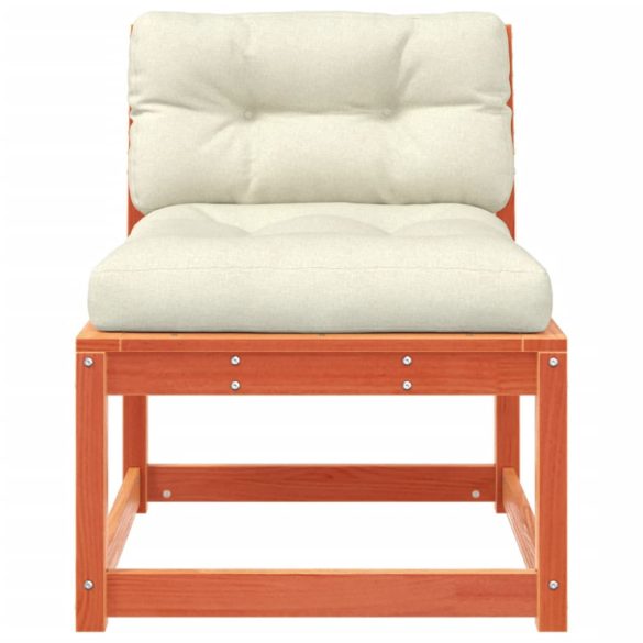 2 db viaszbarna tömör fenyőfa kerti kanapé párnával