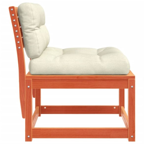 2 db viaszbarna tömör fenyőfa kerti kanapé párnával