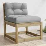 2 db impregnált fenyőfa kerti kanapé párnával