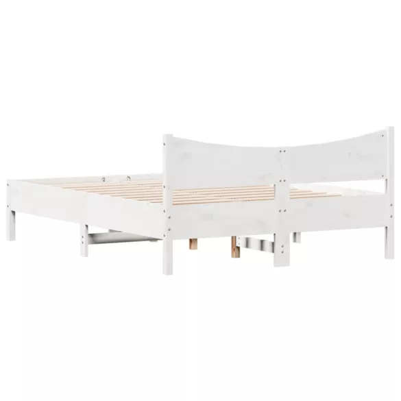 fehér tömör fenyőfa ágy matrac nélkül 140 x 200 cm