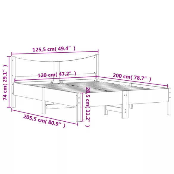 viaszbarna tömör fenyőfa ágy matrac nélkül 120 x 200 cm
