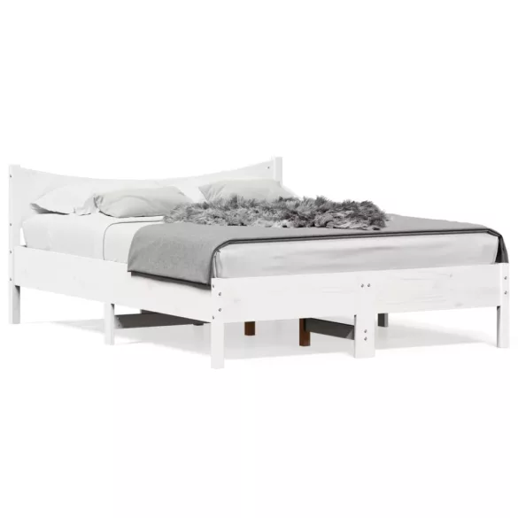 fehér tömör fenyőfa ágy matrac nélkül 140x190 cm