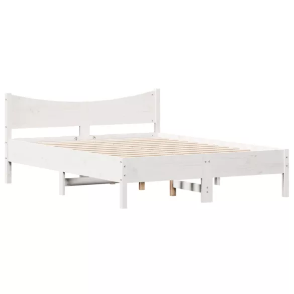 fehér tömör fenyőfa ágy matrac nélkül 140x190 cm