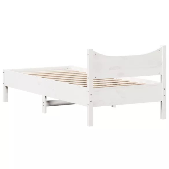 fehér tömör fenyőfa ágy matrac nélkül 75 x 190 cm