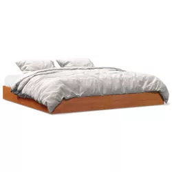   viaszbarna tömör fenyőfa ágy matrac nélkül 200 x 200 cm