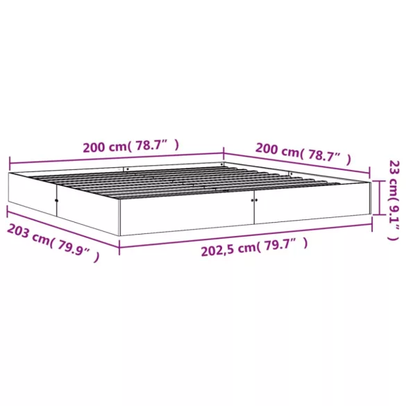 viaszbarna tömör fenyőfa ágy matrac nélkül 200 x 200 cm