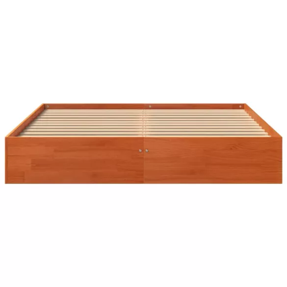 viaszbarna tömör fenyőfa ágy matrac nélkül 140 x 200 cm