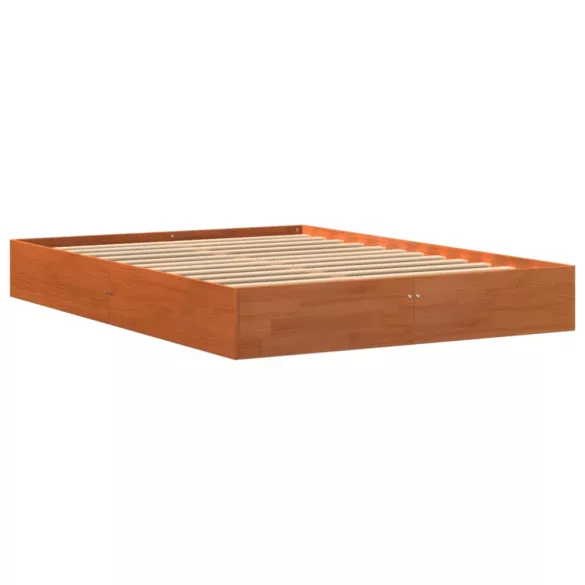 viaszbarna tömör fenyőfa ágy matrac nélkül 120 x 190 cm