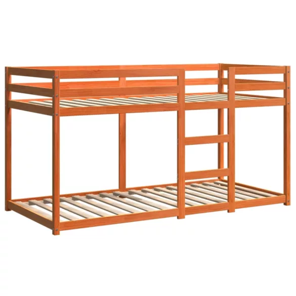 viaszbarna tömör fenyőfa emeletes ágy 80 x 200 cm