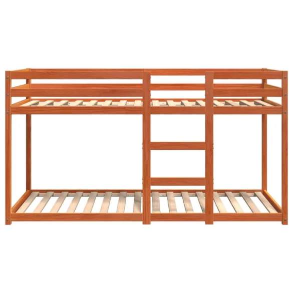 viaszbarna tömör fenyőfa emeletes ágy 75 x 190 cm