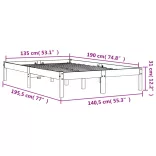 viaszbarna tömör fenyőfa ágy matrac nélkül 135 x 190 cm