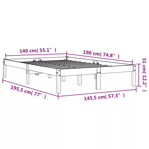 viaszbarna tömör fenyőfa ágy matrac nélkül 140 x 190 cm