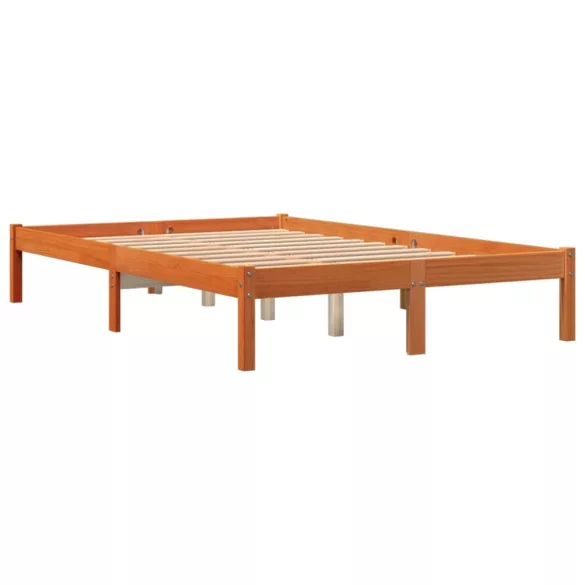 viaszbarna tömör fenyőfa ágy matrac nélkül 120 x 200 cm