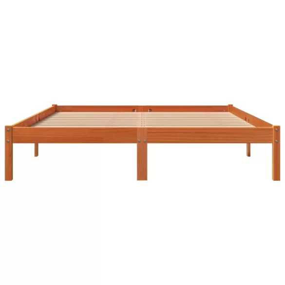 viaszbarna tömör fenyőfa ágy matrac nélkül 160 x 200 cm