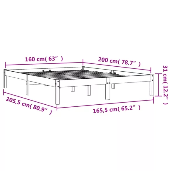 viaszbarna tömör fenyőfa ágy matrac nélkül 160 x 200 cm