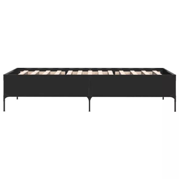 fekete szerelt fa és fém ágykeret 100 x 200 cm