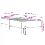 fekete szerelt fa és fém ágykeret 100 x 200 cm