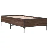 barna tölgyszínű szerelt fa és fém ágykeret 100 x 200 cm