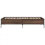 barna tölgyszínű szerelt fa és fém ágykeret 100 x 200 cm