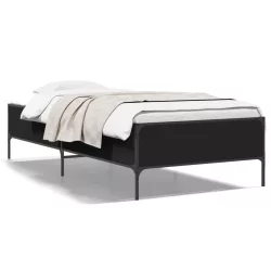 fekete szerelt fa és fém ágykeret 90 x 200 cm