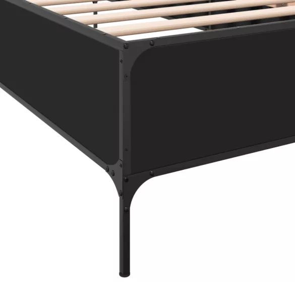 fekete szerelt fa és fém ágykeret 90 x 200 cm