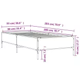 fekete szerelt fa és fém ágykeret 90 x 200 cm