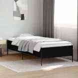 fekete szerelt fa és fém ágykeret 75 x 190 cm