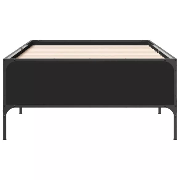 fekete szerelt fa és fém ágykeret 75 x 190 cm