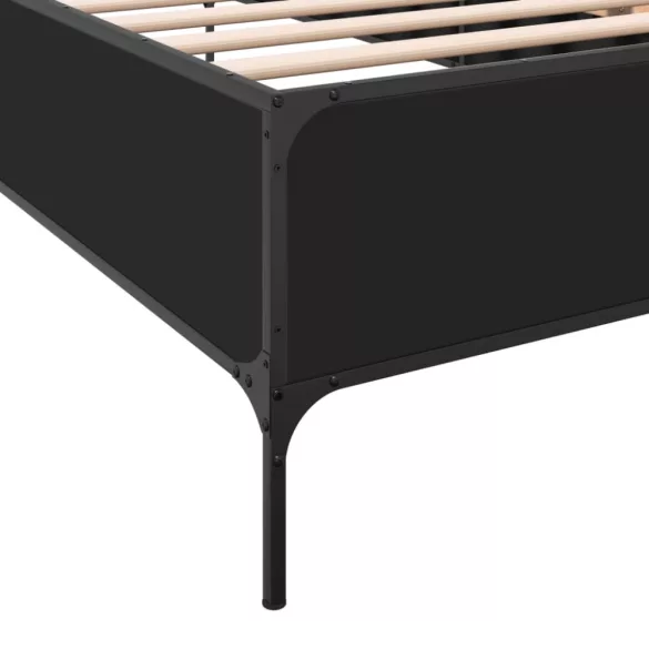 fekete szerelt fa és fém ágykeret 75 x 190 cm