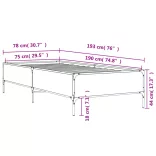 fekete szerelt fa és fém ágykeret 75 x 190 cm