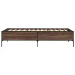 barna tölgyszínű szerelt fa és fém ágykeret 75 x 190 cm