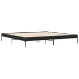 fekete szerelt fa és fém ágykeret 200 x 200 cm