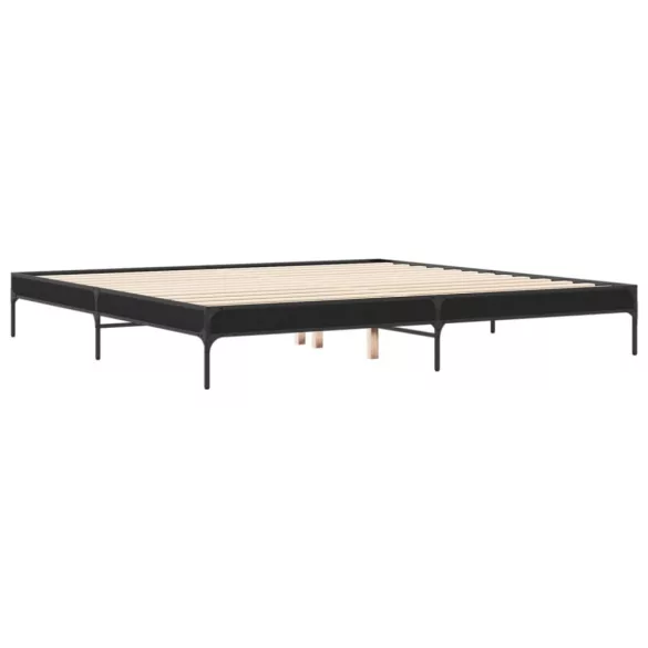fekete szerelt fa és fém ágykeret 200 x 200 cm