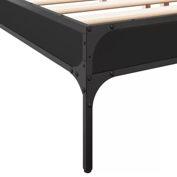 fekete szerelt fa és fém ágykeret 200 x 200 cm