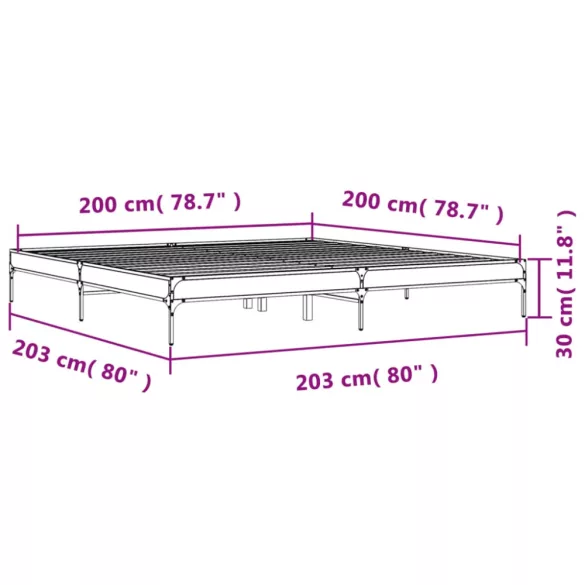 fekete szerelt fa és fém ágykeret 200 x 200 cm