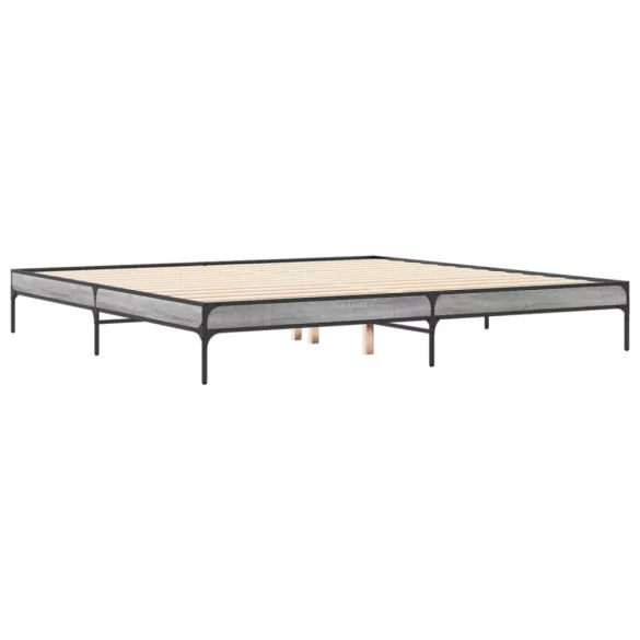 szürke sonoma szerelt fa és fém ágykeret 200 x 200 cm