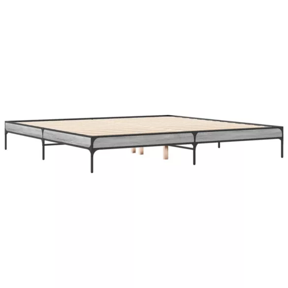 szürke sonoma szerelt fa és fém ágykeret 200 x 200 cm