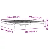 szürke sonoma szerelt fa és fém ágykeret 200 x 200 cm