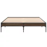 barna tölgyszínű szerelt fa és fém ágykeret 160 x 200 cm