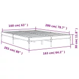 barna tölgyszínű szerelt fa és fém ágykeret 160 x 200 cm