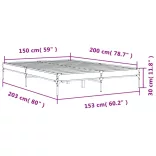 fekete szerelt fa és fém ágykeret 150 x 200 cm