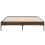 barna tölgyszínű szerelt fa és fém ágykeret 140 x 200 cm