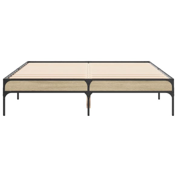 sonoma tölgyszínű szerelt fa és fém ágykeret 120 x 200 cm