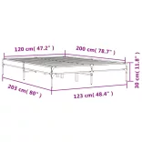 barna tölgyszínű szerelt fa és fém ágykeret 120 x 200 cm