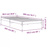 fekete szerelt fa és fém ágykeret 100 x 200 cm