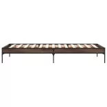 barna tölgyszínű szerelt fa és fém ágykeret 100 x 200 cm