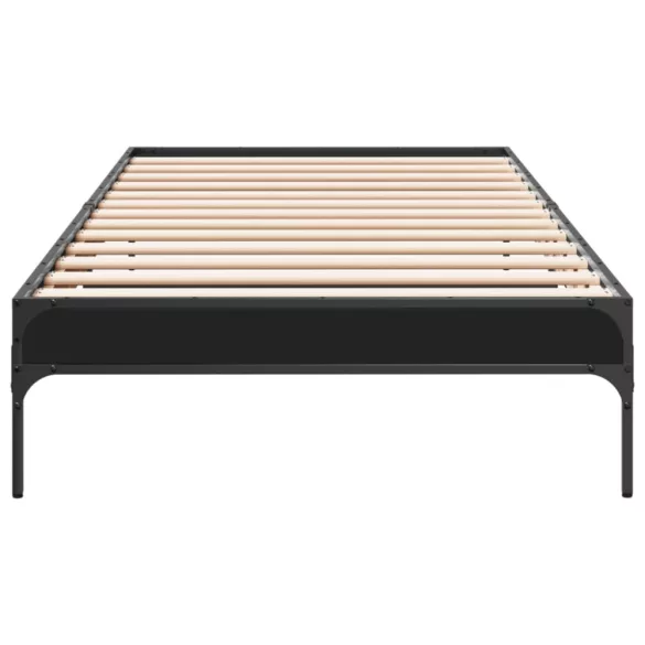 fekete szerelt fa és fém ágykeret 90 x 200 cm