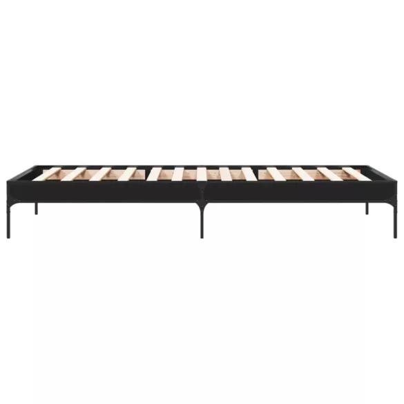 fekete szerelt fa és fém ágykeret 90 x 200 cm